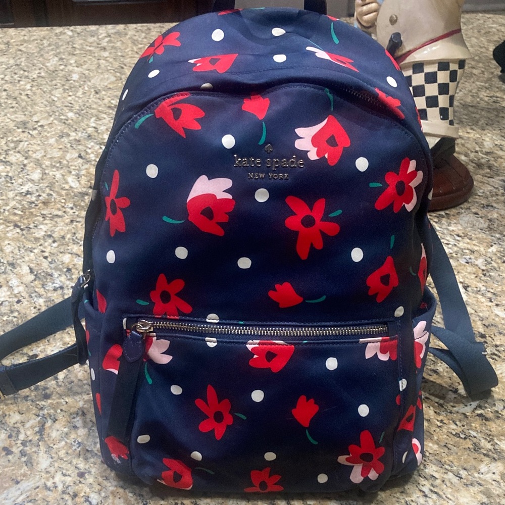 kate spade navy floral polka dot backpack